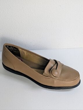 Women's Dr Scholl's Slip-Ons Loafers Double Air-Pillo Insoles Sz 6 Beige Leather